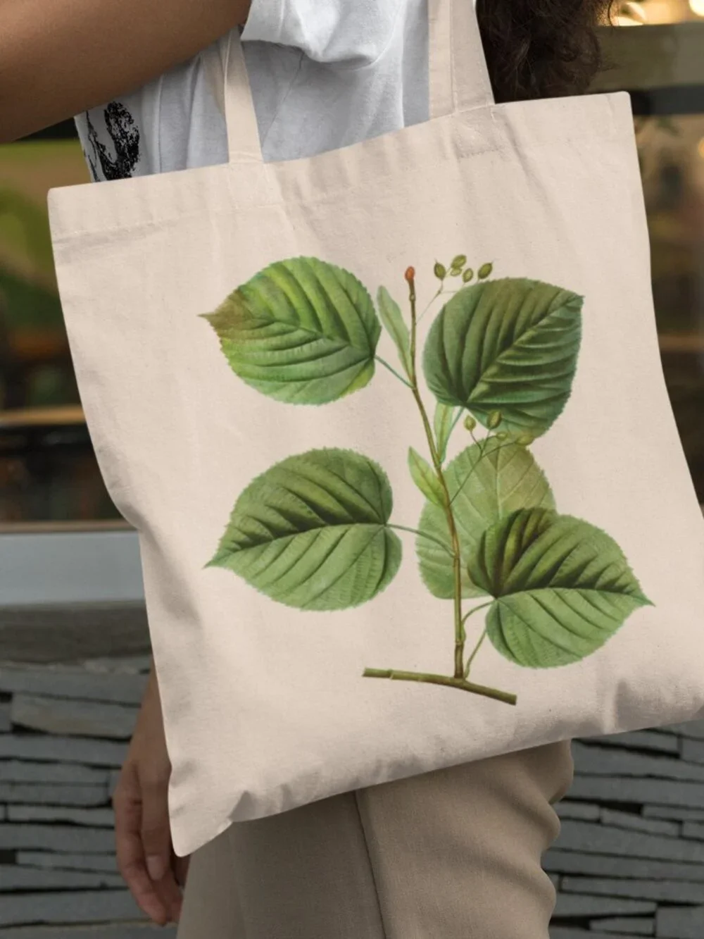 Largeleaf Linden Vintage Botanical Print Graphic Canvas Tote Bag